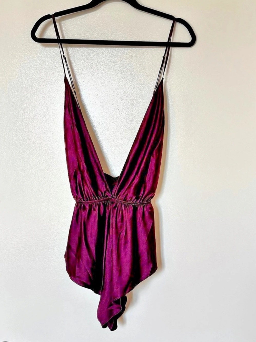 Victoria's Secret Satin Draped Romper in Deep Plum  Large Like New